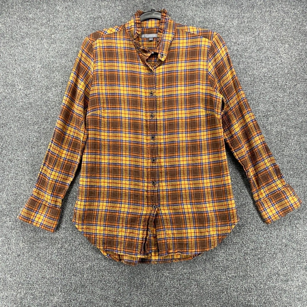 Elliott Lauren Blouse Womens XS‎ Plaid Button Up Prairie Boho Cottagecore Grunge